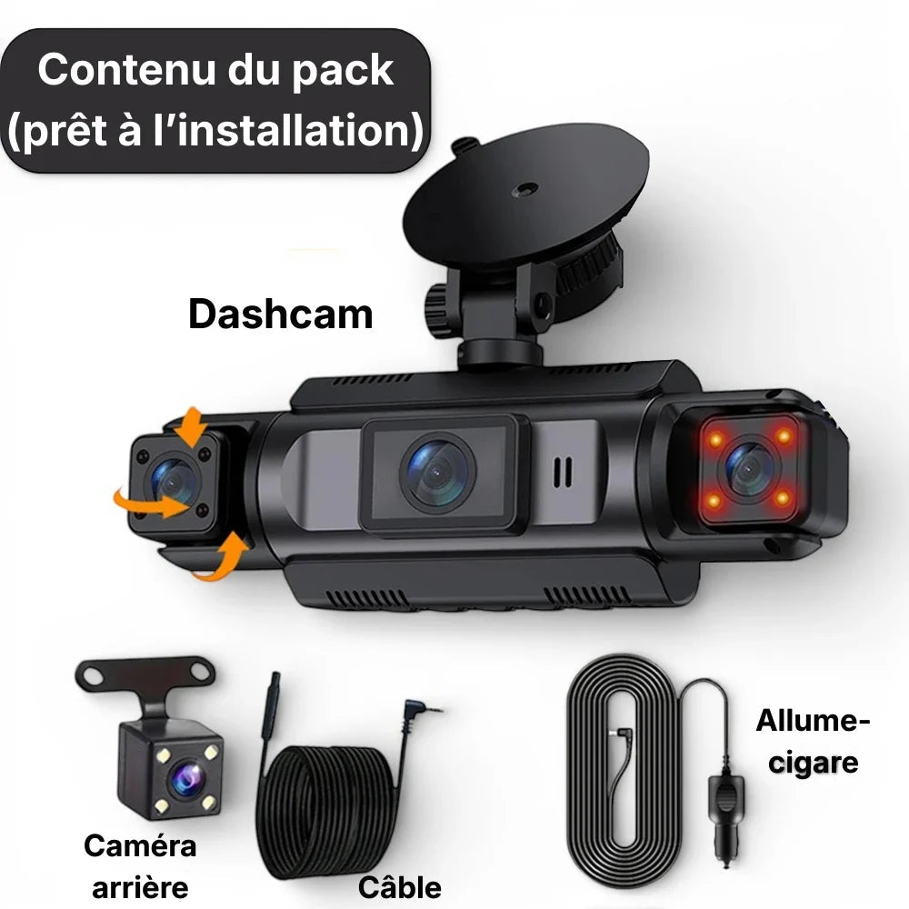 DashProtect — Caméra embarquée 4 objectifs avec vision nocturne & mode parking intelligent