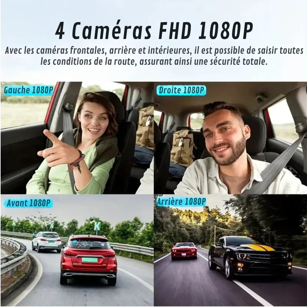 DashProtect — Caméra embarquée 4 objectifs avec vision nocturne & mode parking intelligent